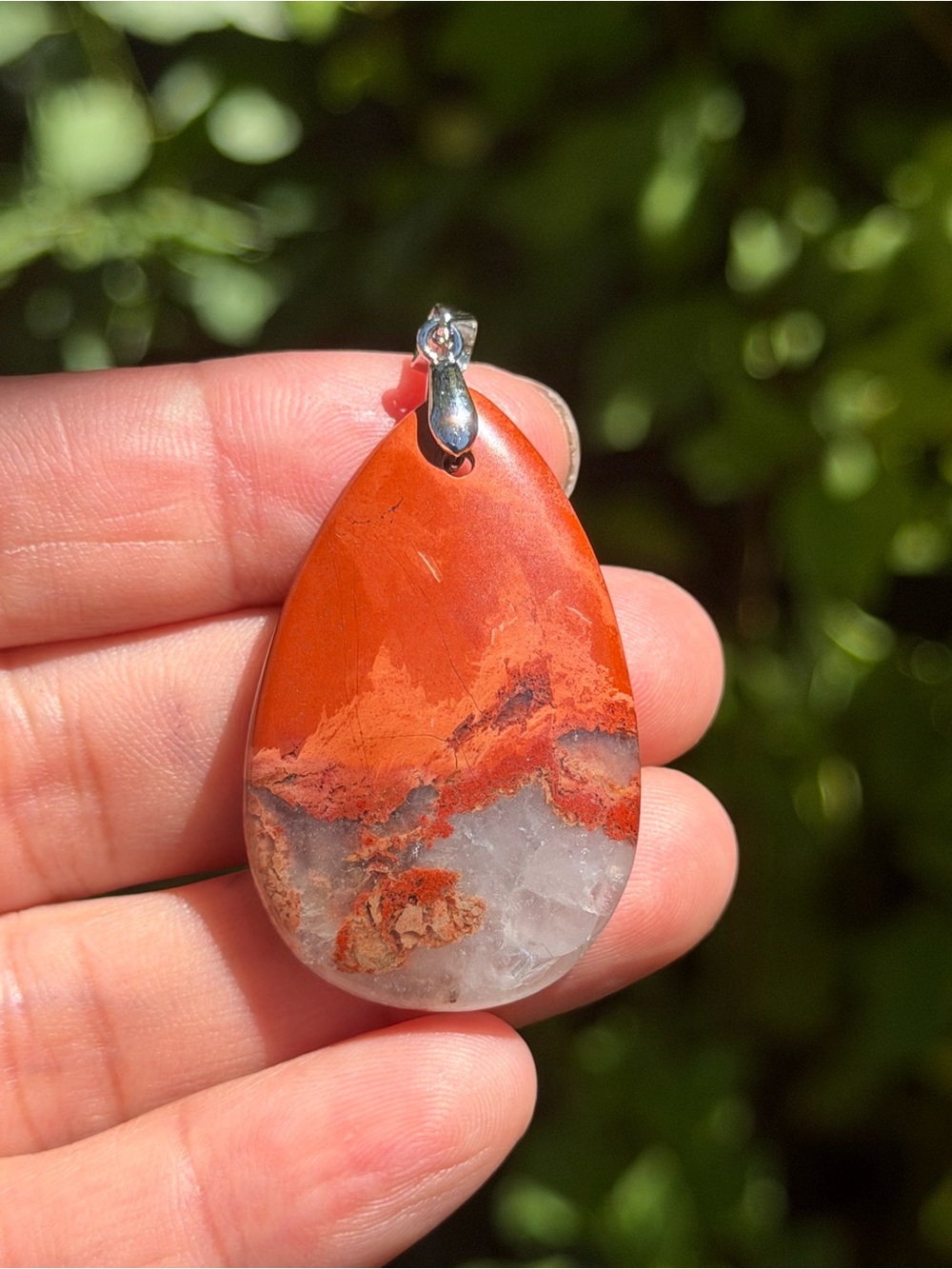 925‎ silver plated druzy teardrop red jasper pendant 2000 - Picture 7 of 7